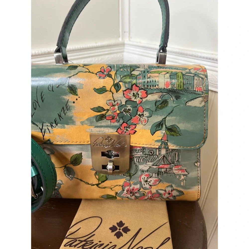 Patricia Nash Chauny Frame Satchel / Crossbody  Leather Floral  Bag NWT